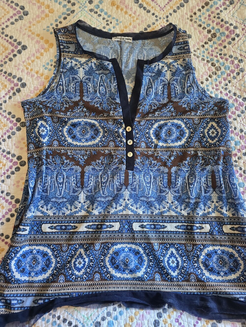 Cha Cha Vente blue and brown bohemian mandala pattern - Picture 5 of 6